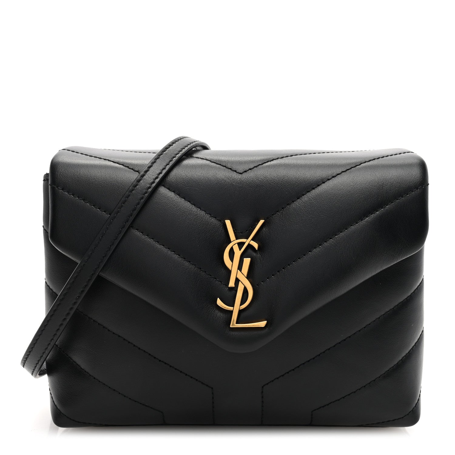 Saint Laurent Calfskin Y Quilted Monogram Toy Loulou Crossbody Bag Black 1 of 10