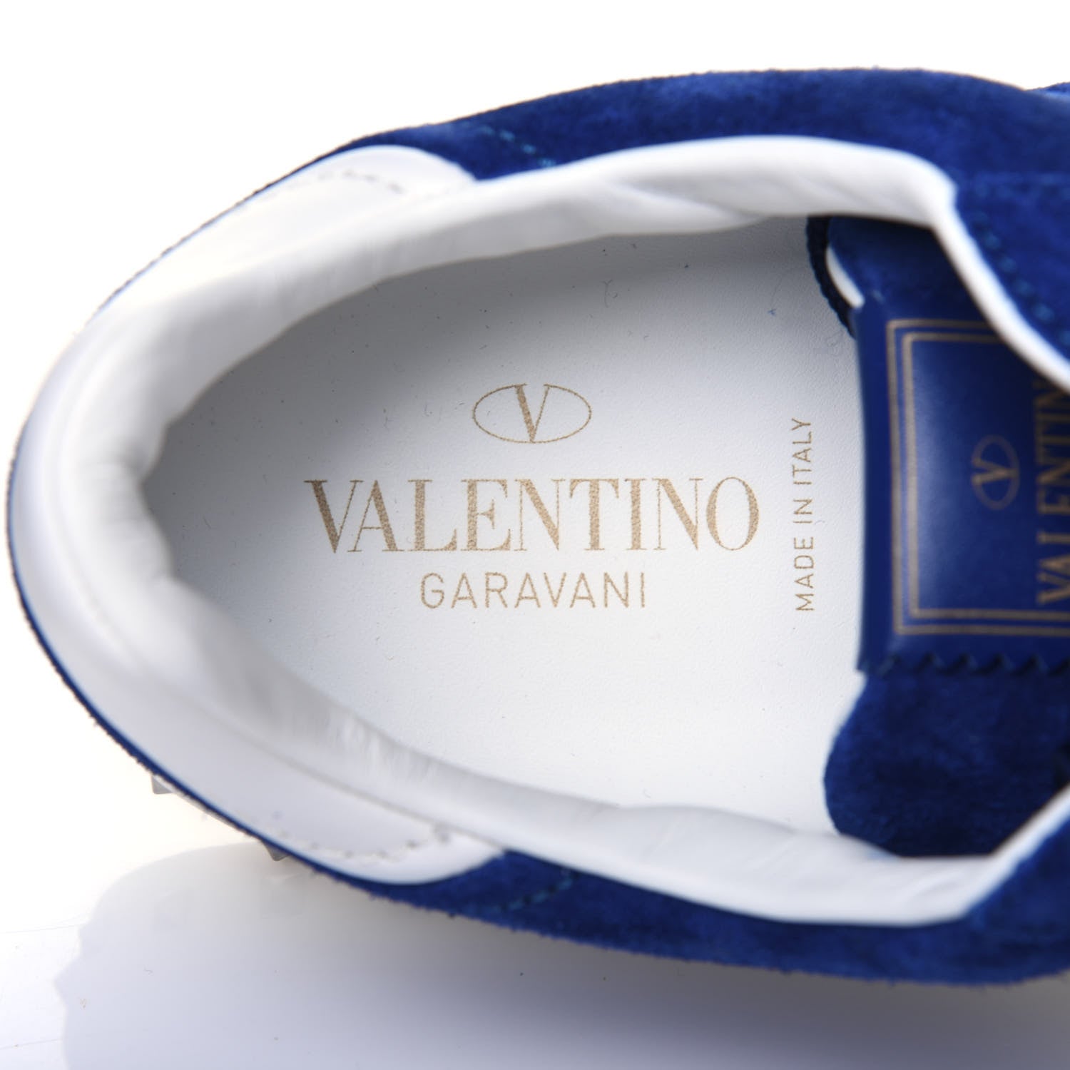 Valentino Garavani Suede Calfskin Mens Rockstud Flycrew Sneakers 40 Navy White 7 of 8