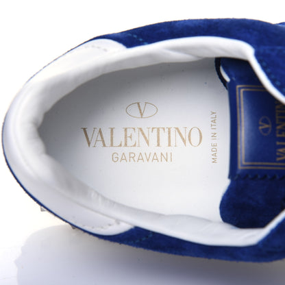 Valentino Garavani Suede Calfskin Mens Rockstud Flycrew Sneakers 40 Navy White 7 of 8