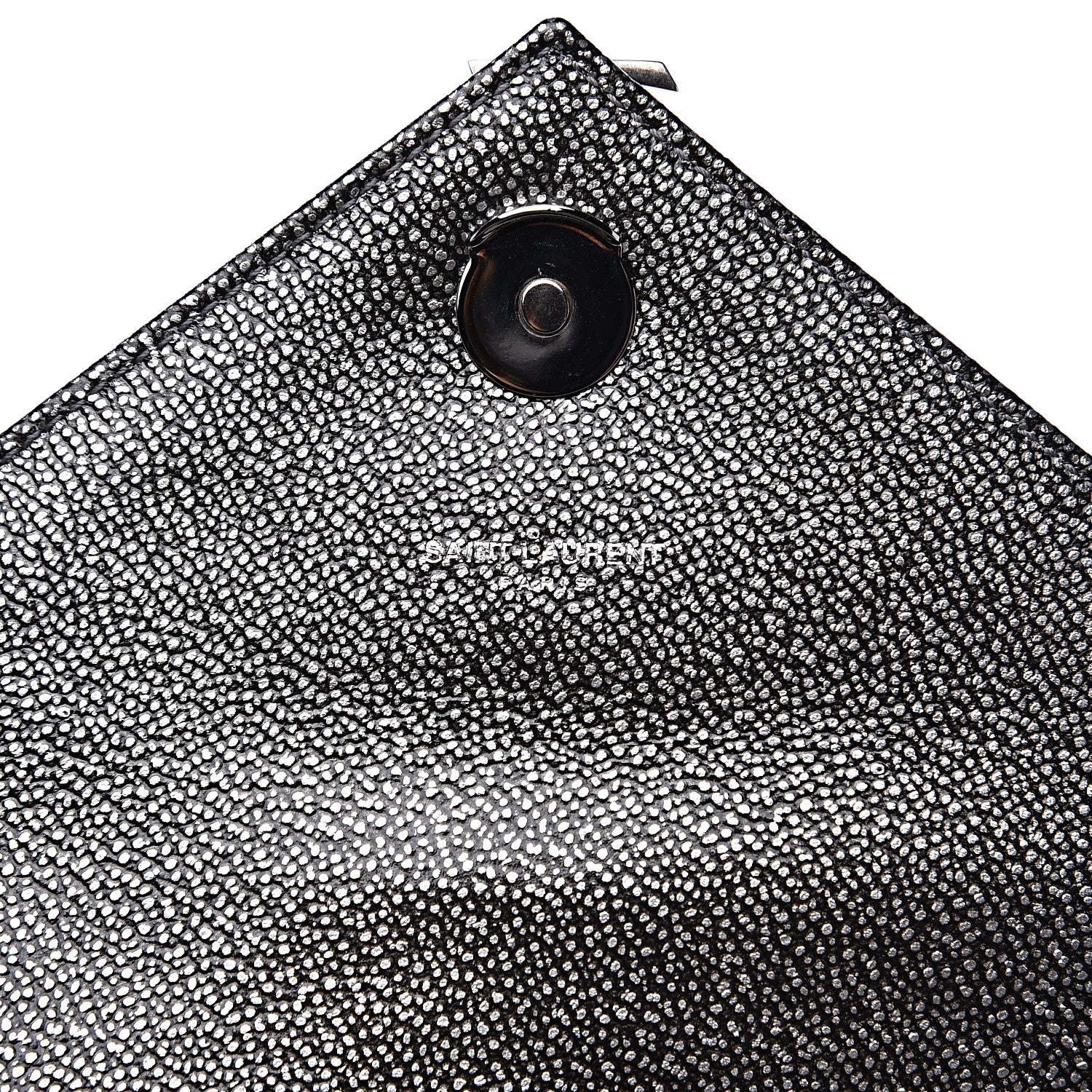 Saint Laurent Metallic Grain De Poudre Matelasse Chevron Monogram Medium College Bag Gunmetal 5 of 11