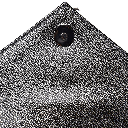 Saint Laurent Metallic Grain De Poudre Matelasse Chevron Monogram Medium College Bag Gunmetal 5 of 11