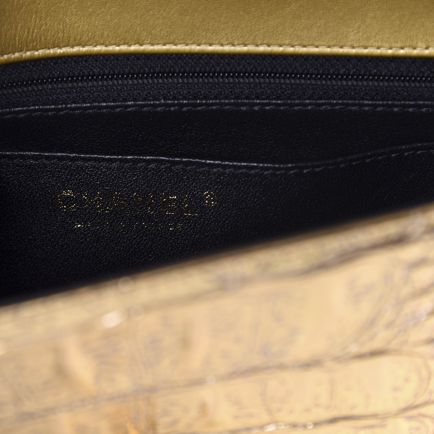 Chanel Metallic Calfskin Crocodile Embossed Cocodile Rectangular Mini Flap Gold 8 of 11