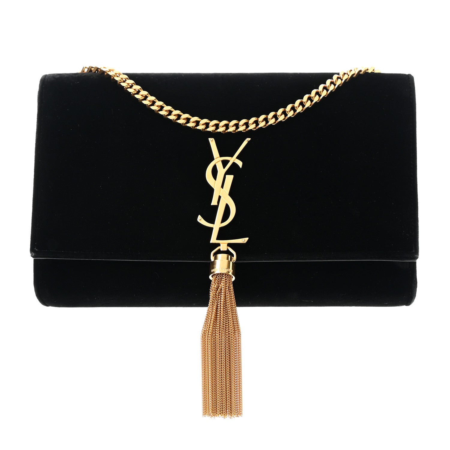 Saint Laurent Velvet Medium Monogram Kate Tassel Shoulder Bag Black 1 of 11