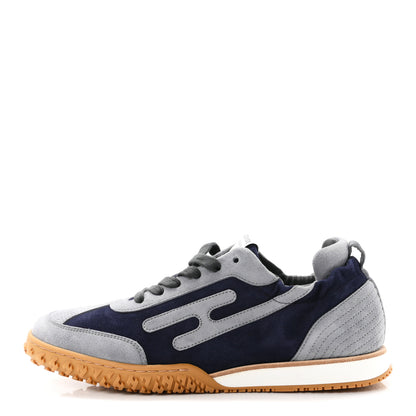 Hermes Suede Goatskin Jet Sneakers 37.5 Marine Gris Orage 1 of 10