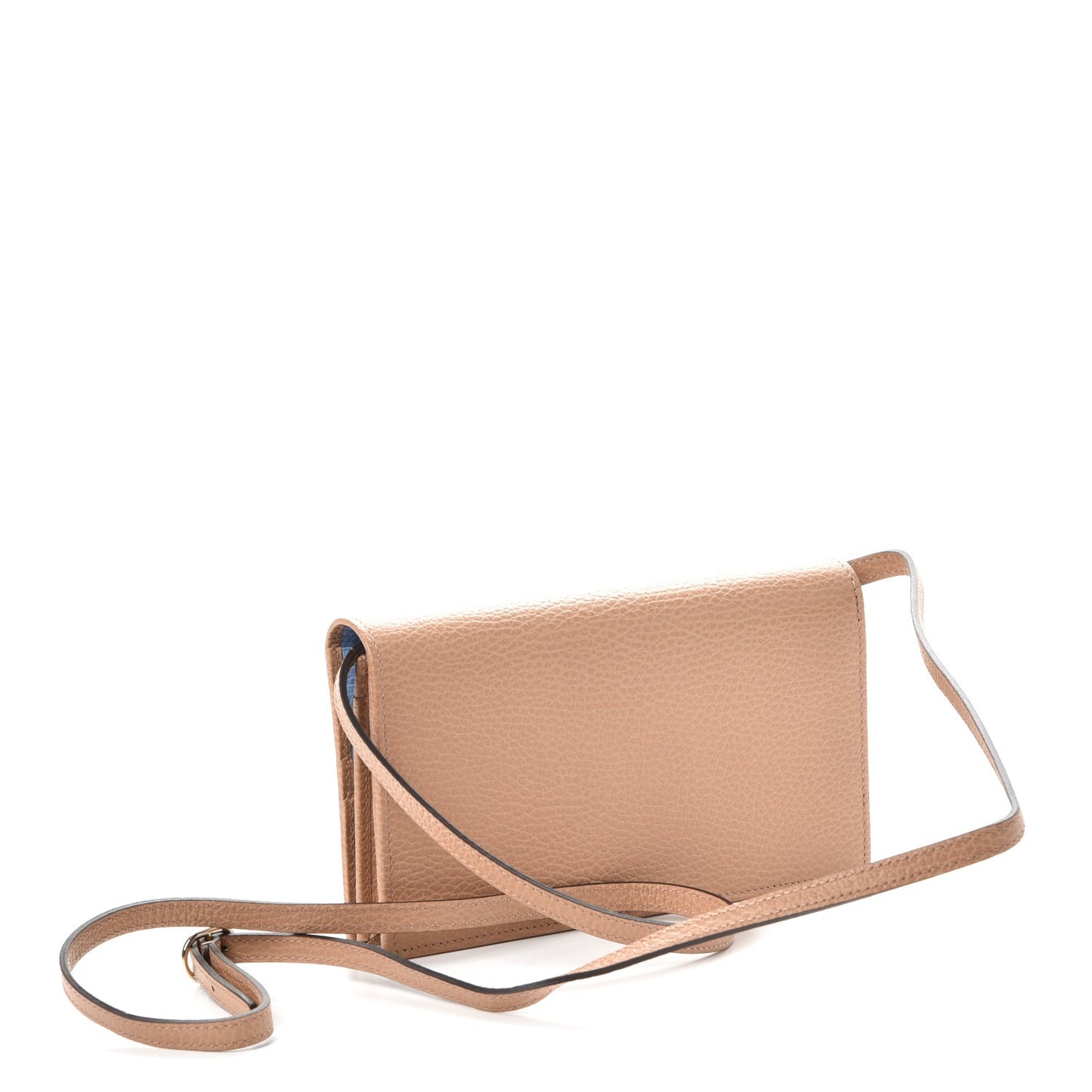 Dollar Calfskin Mini Swing Wallet Bag Camelia Mineral Blue