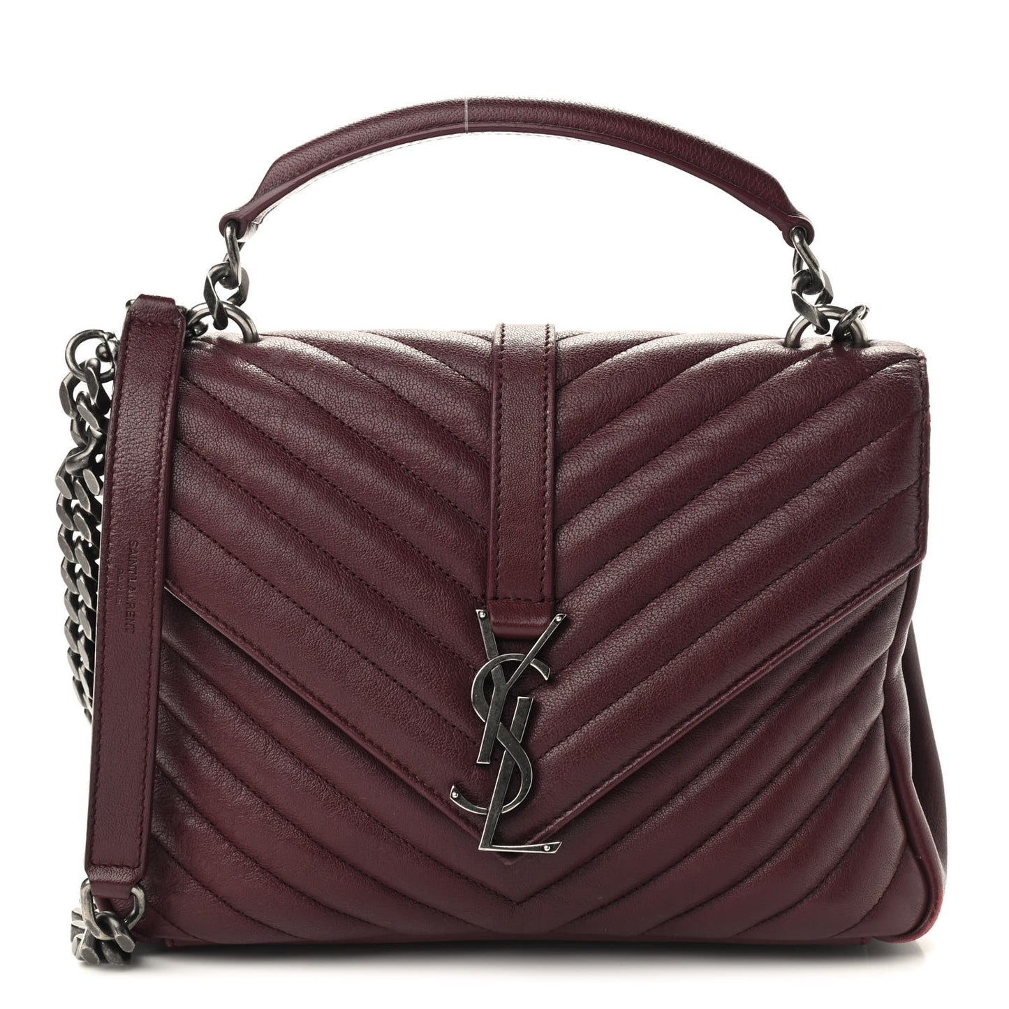 Sheepskin Matelasse Chevron Monogram Medium College Bag Rouge Legion