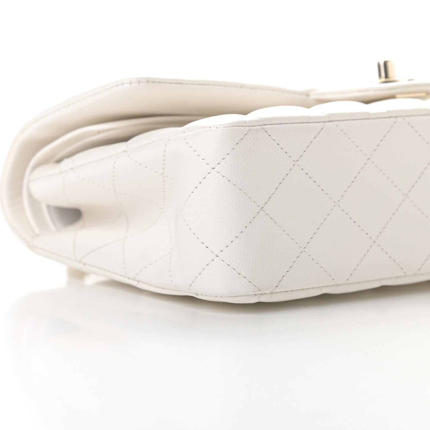 Caviar Quilted Medium Double Flap White