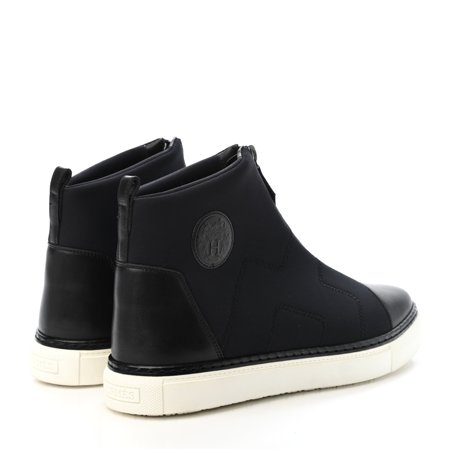 Hermes Technical Canvas Calfskin Mens Paddle Sneakers 38 Black 3 of 4