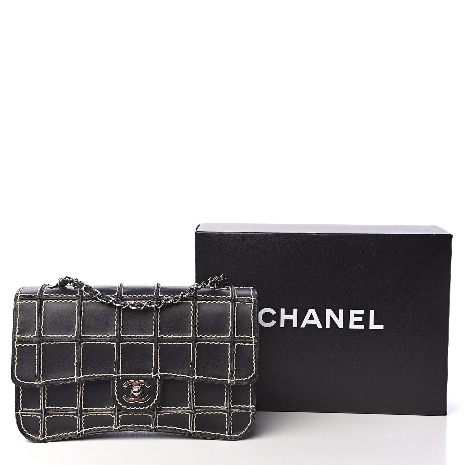 Chanel Lambskin Contrast Square Stitch Flap Black 12 of 12