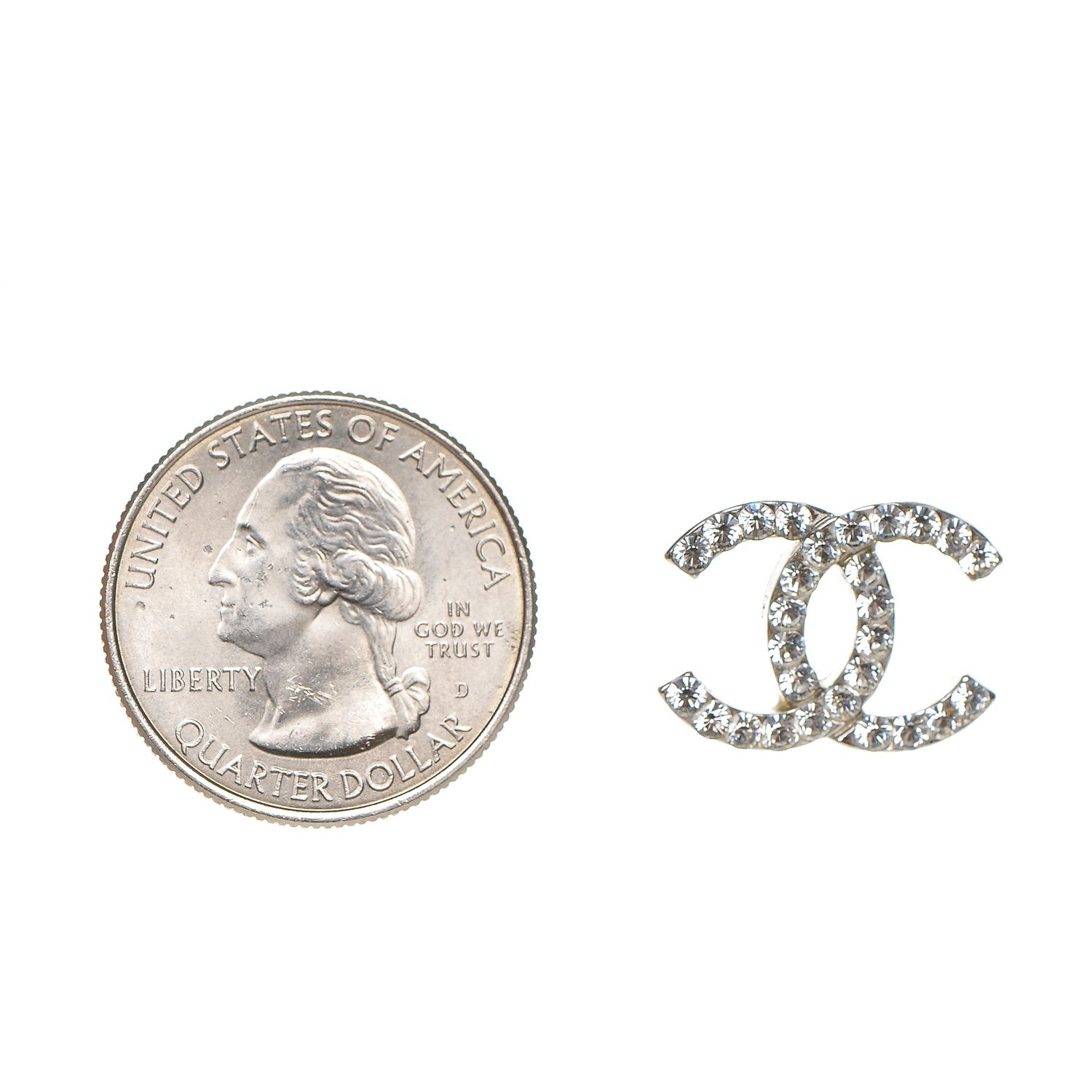 Chanel Crystal CC Earrings Silver 2 of 4
