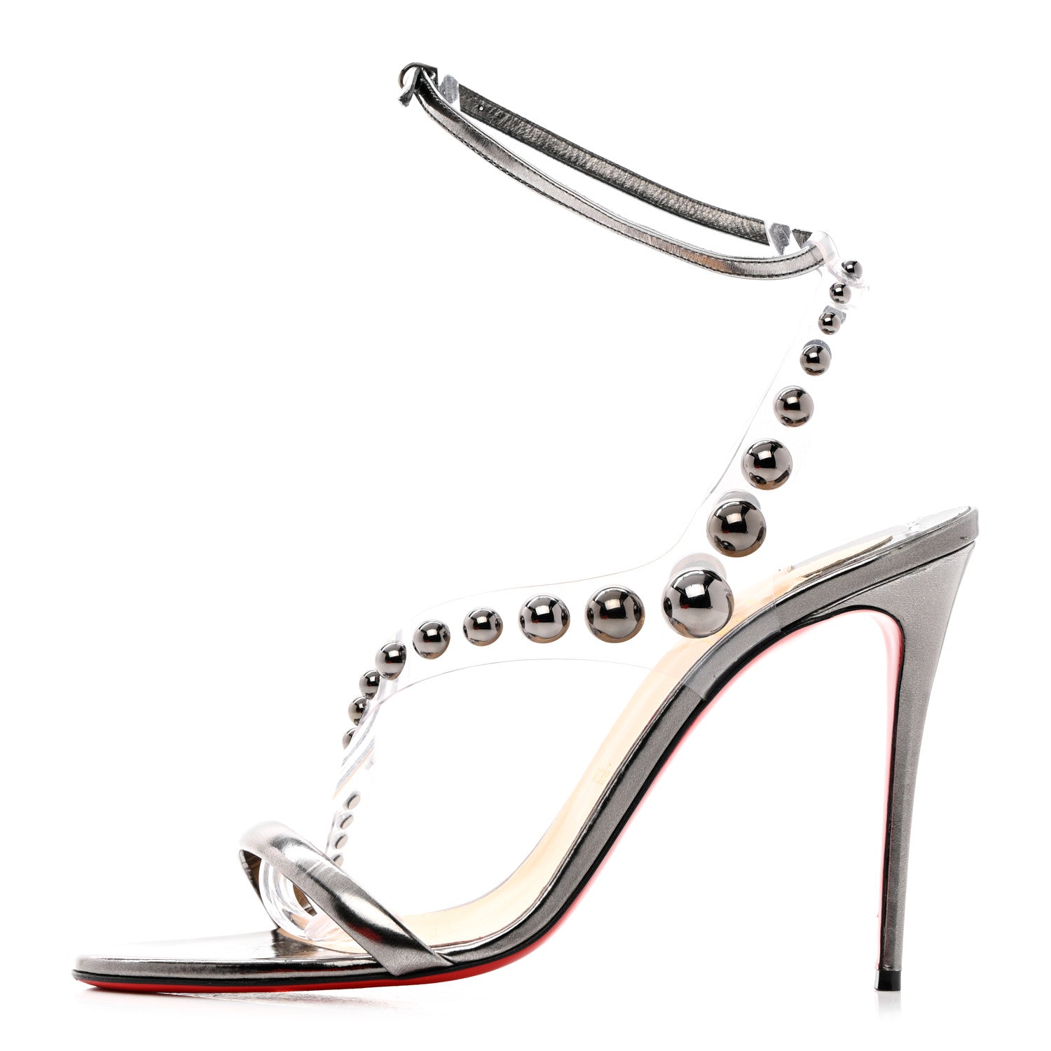 Christian Louboutin Specchio PVC Corinetta 100 Sandals 41 Gun Metal 1 of 18
