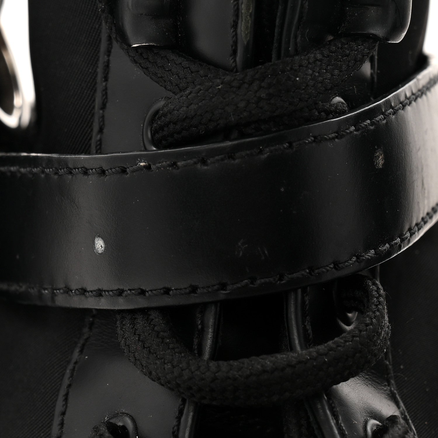 Prada Spazzolato Rois Re-Nylon Metal Triangle Logo Monolith Pouch Pocket 55mm Boots 39.5 Black 10 of 10