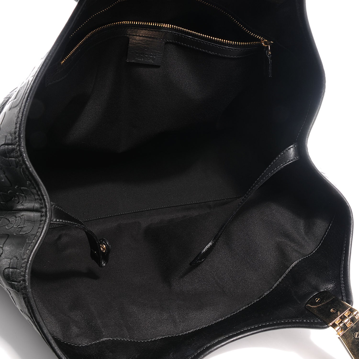Gucci Calfskin Horsebit Embossed Large Shoulder Bag Black 5 of 8