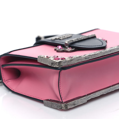 Prada City Calfskin Saffiano Crystal Cahier Bag Begonia Black 7 of 9