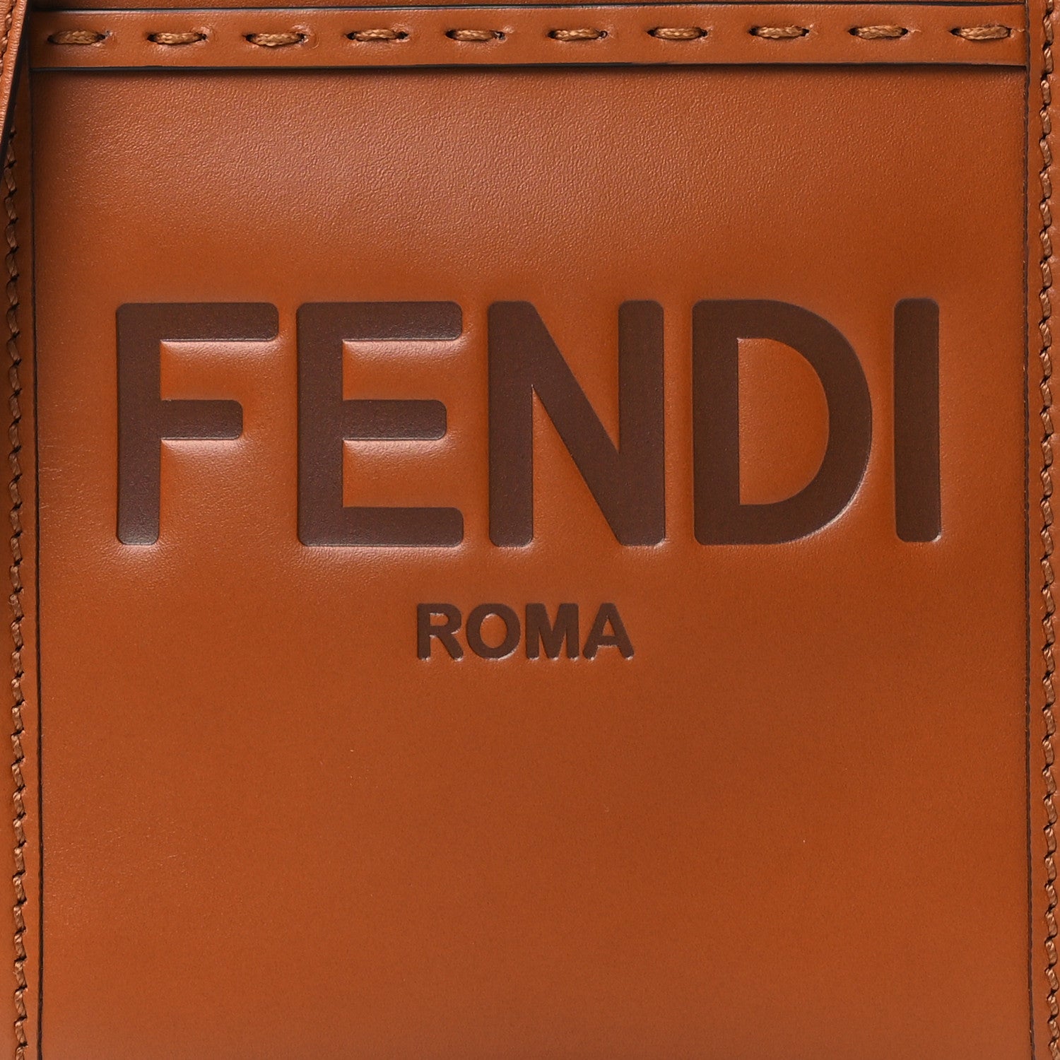 Fendi Vitello King Plexiglass Logo Embossed Mini Fendi Sunshine Shopper Tote Cuoio 8 of 11