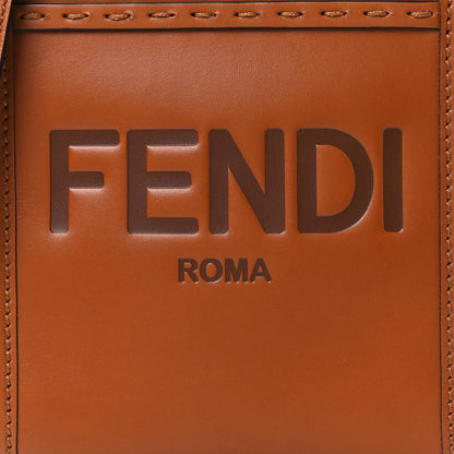 Fendi Vitello King Plexiglass Logo Embossed Mini Fendi Sunshine Shopper Tote Cuoio 8 of 11