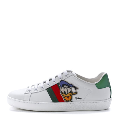 Gucci X DISNEY Calfskin Miro Soft Web Donald Duck Womens Ace Sneakers 35 White New Shamarock 1 of 9