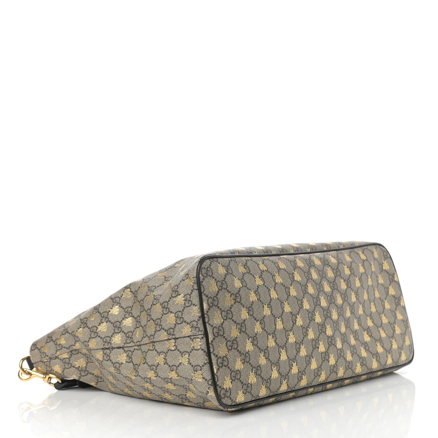 Gucci Soft GG Supreme Monogram Bees Medium Crossbody Tote Beige Oro Black 4 of 11