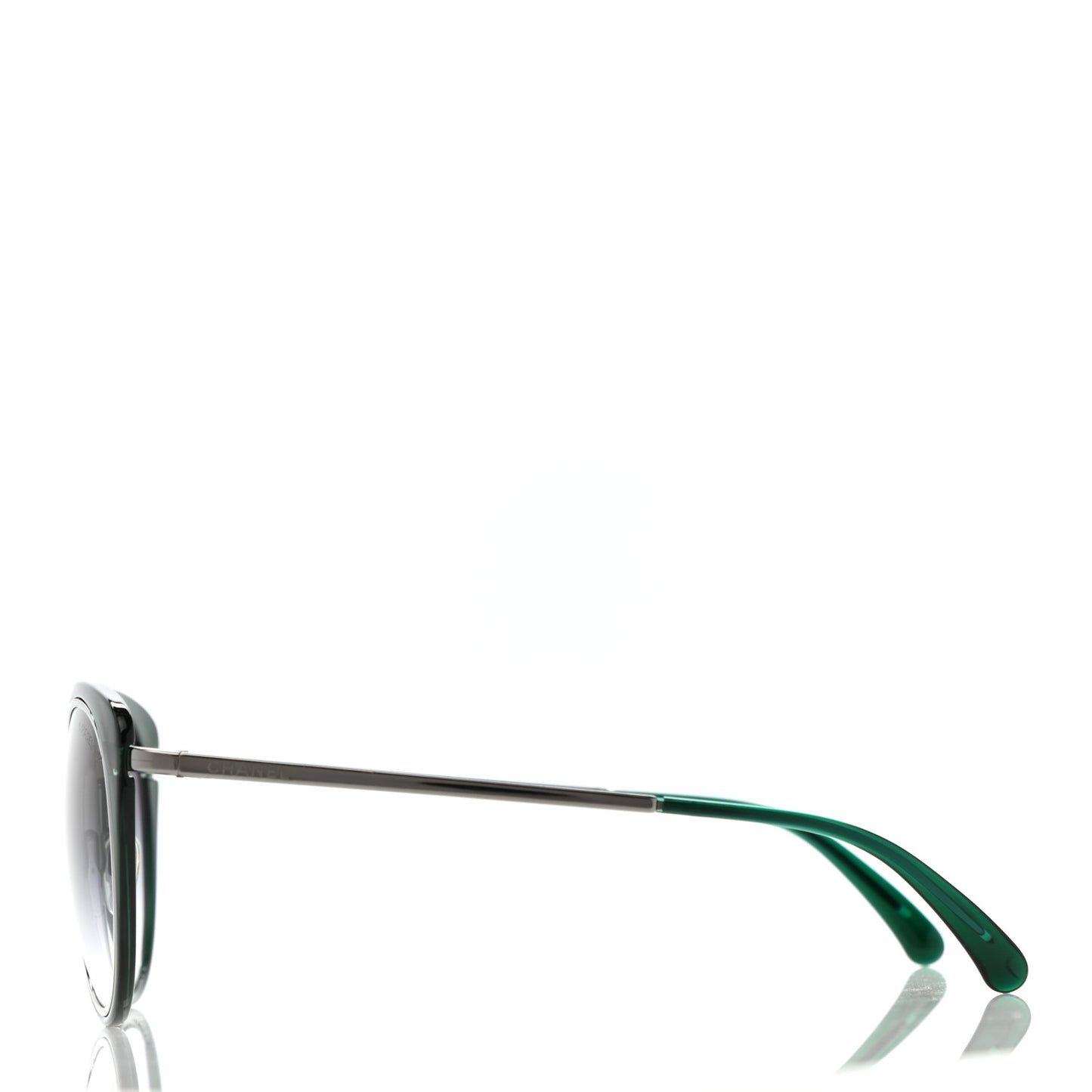 Round Sunglasses 4202 Green Silver