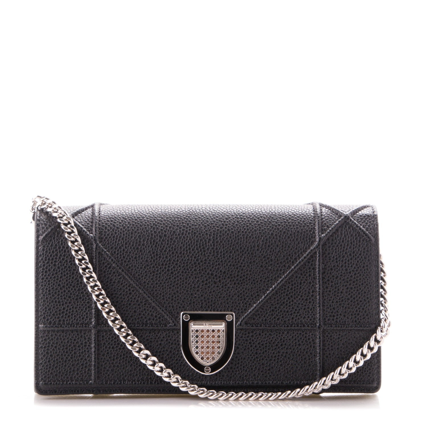 Christian Dior Grained Calfskin Diorama Croisiere Chain Wallet Black 1 of 7