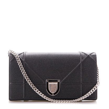 Christian Dior Grained Calfskin Diorama Croisiere Chain Wallet Black 1 of 7