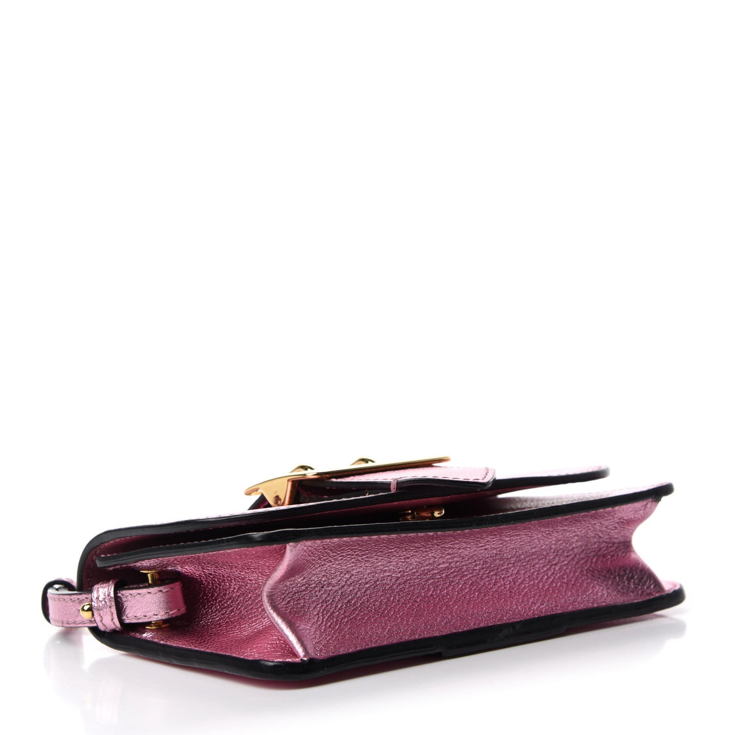 Metallic Soft Grain Calfskin Mini Phone Buckle Bag Pale Orchid