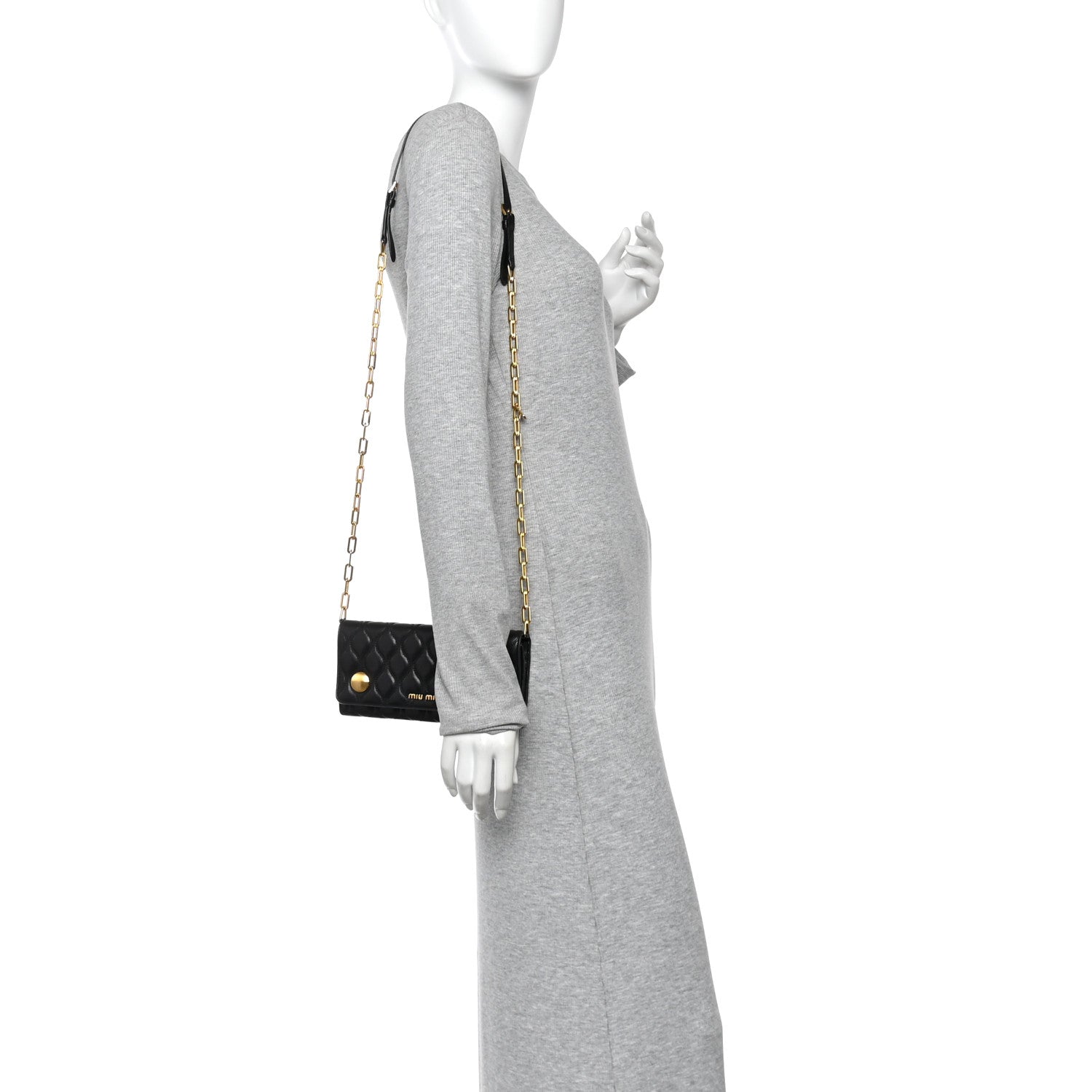 Miu Miu Nappa Padded Wallet On Chain Black 2 of 11