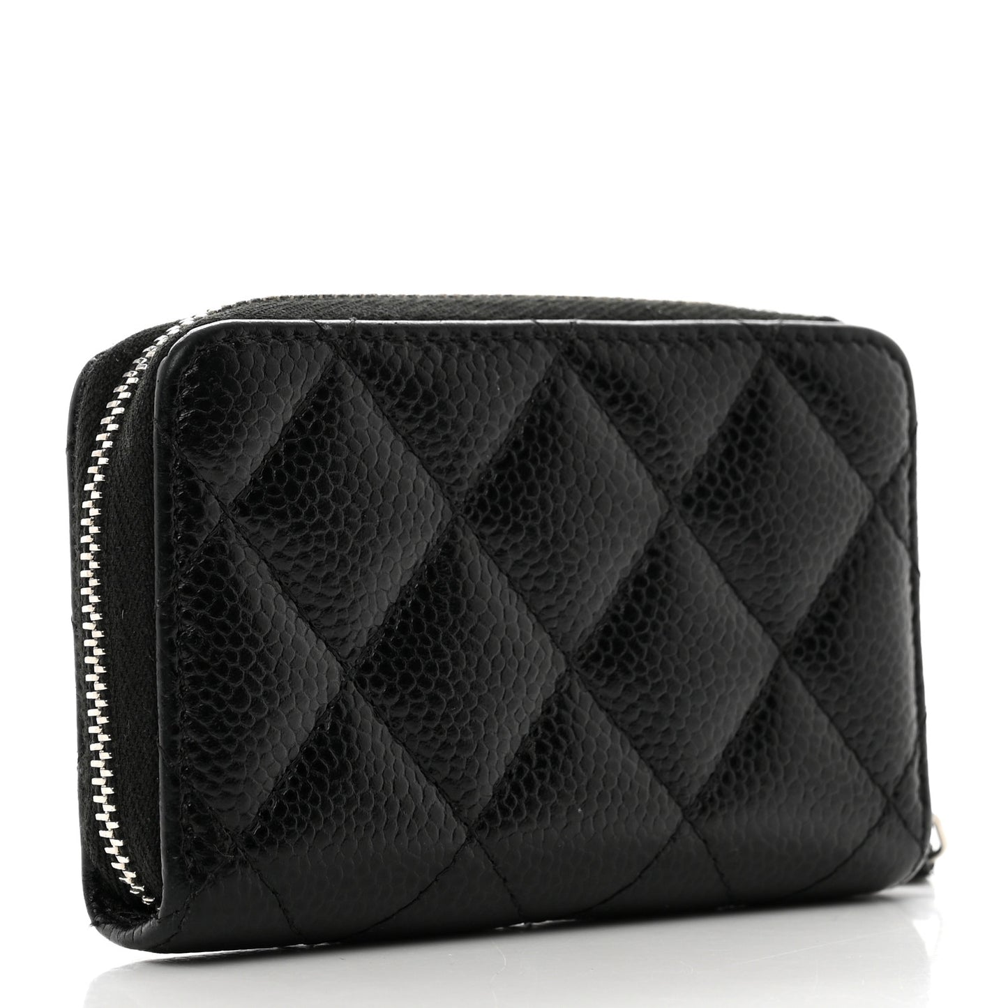 Caviar Quilted Zip Coin Purse Black