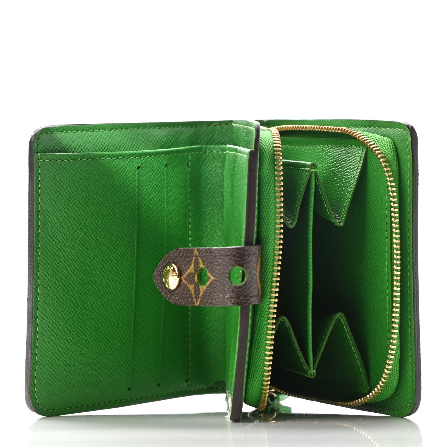 Monogram Perforated Compact Zipped Wallet Green