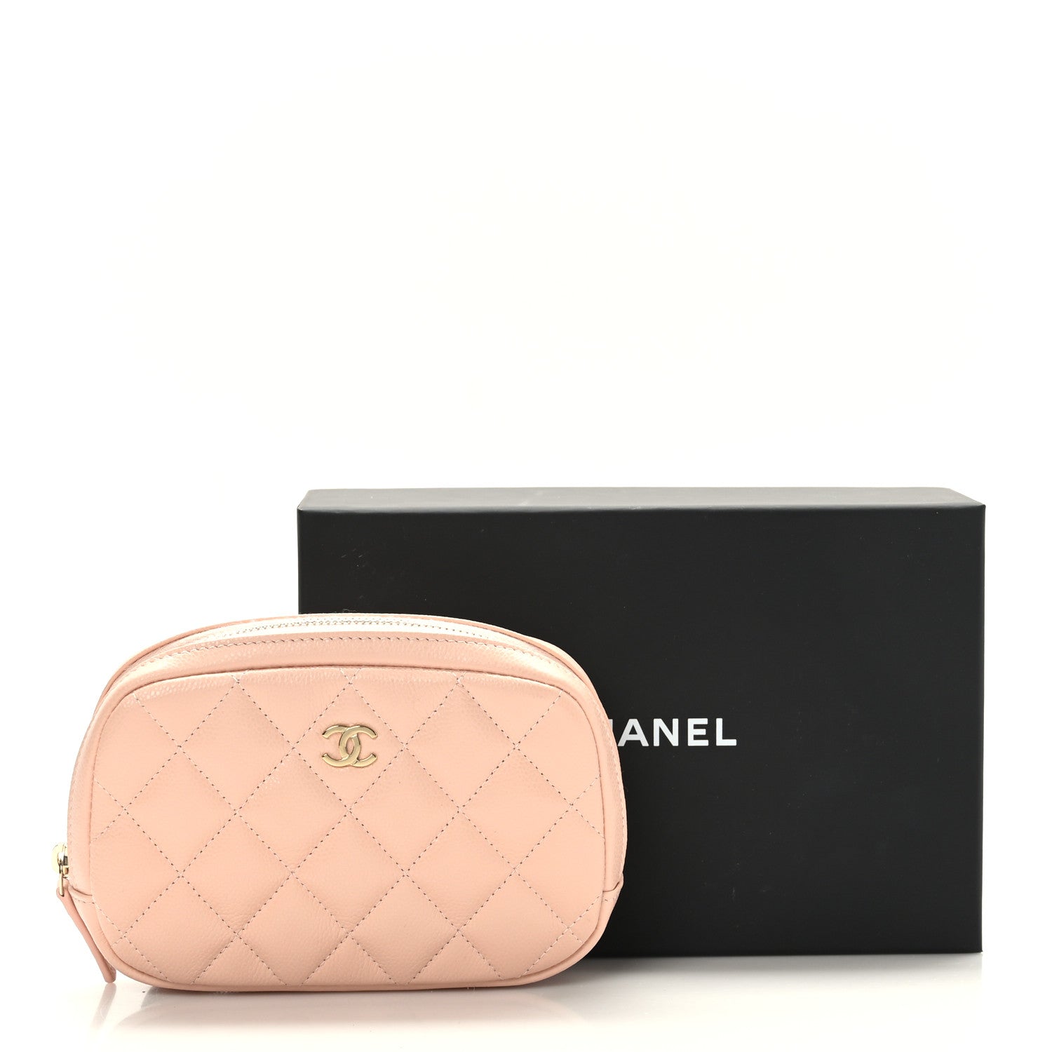 Chanel Caviar Quilted Small Curvy Pouch Cosmetic Case Light Pink 8 of 8