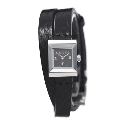 Gucci Stainless Steel Lizard 14mm G-Frame Square Double Wrap Quartz Watch Black 1 of 6