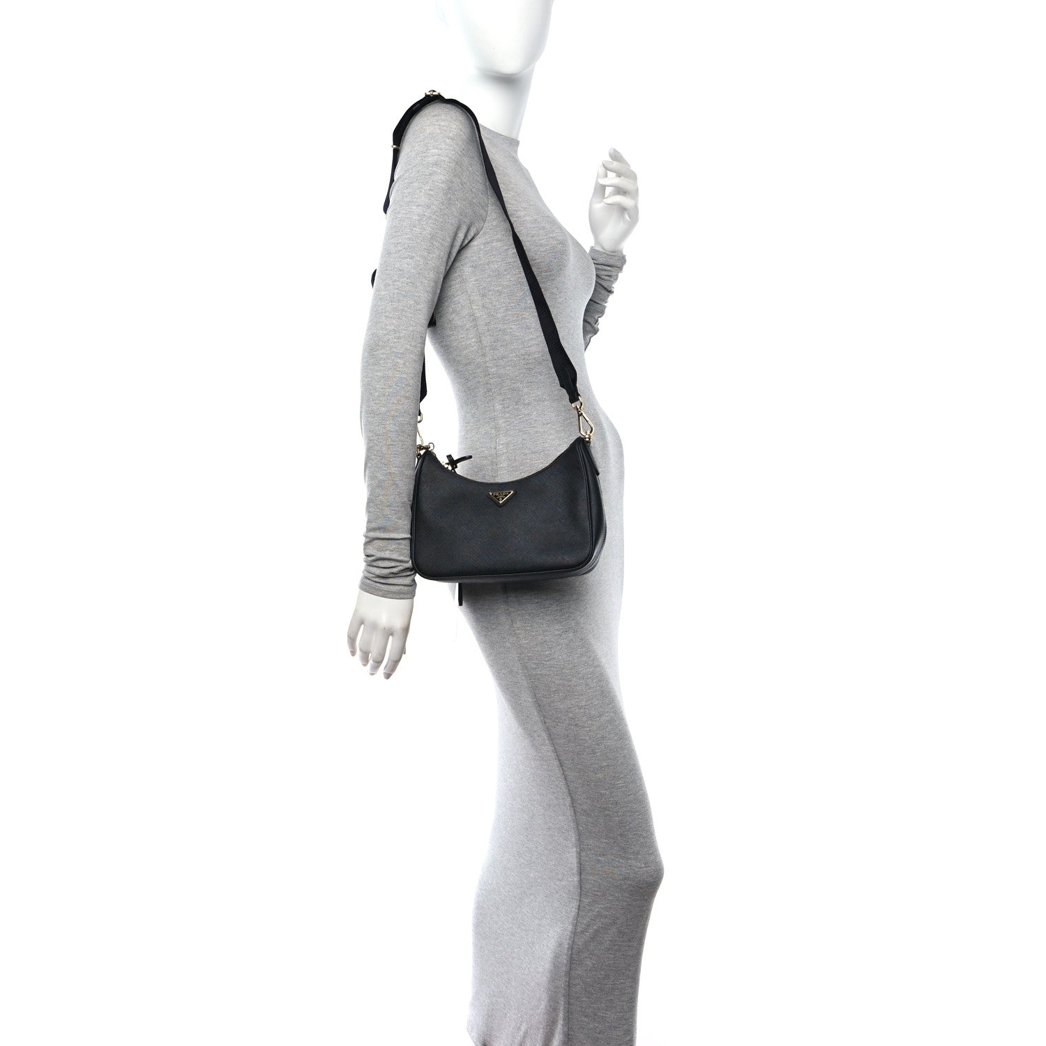 Prada Saffiano Lux Re-Edition 2005 Shoulder Bag Black 2 of 11