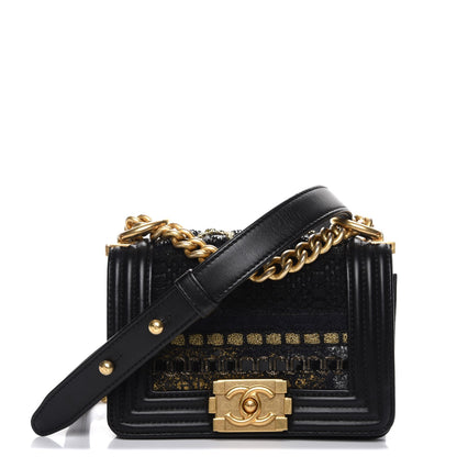 Chanel Lambskin Tweed Mini Boy Flap Black 1 of 8