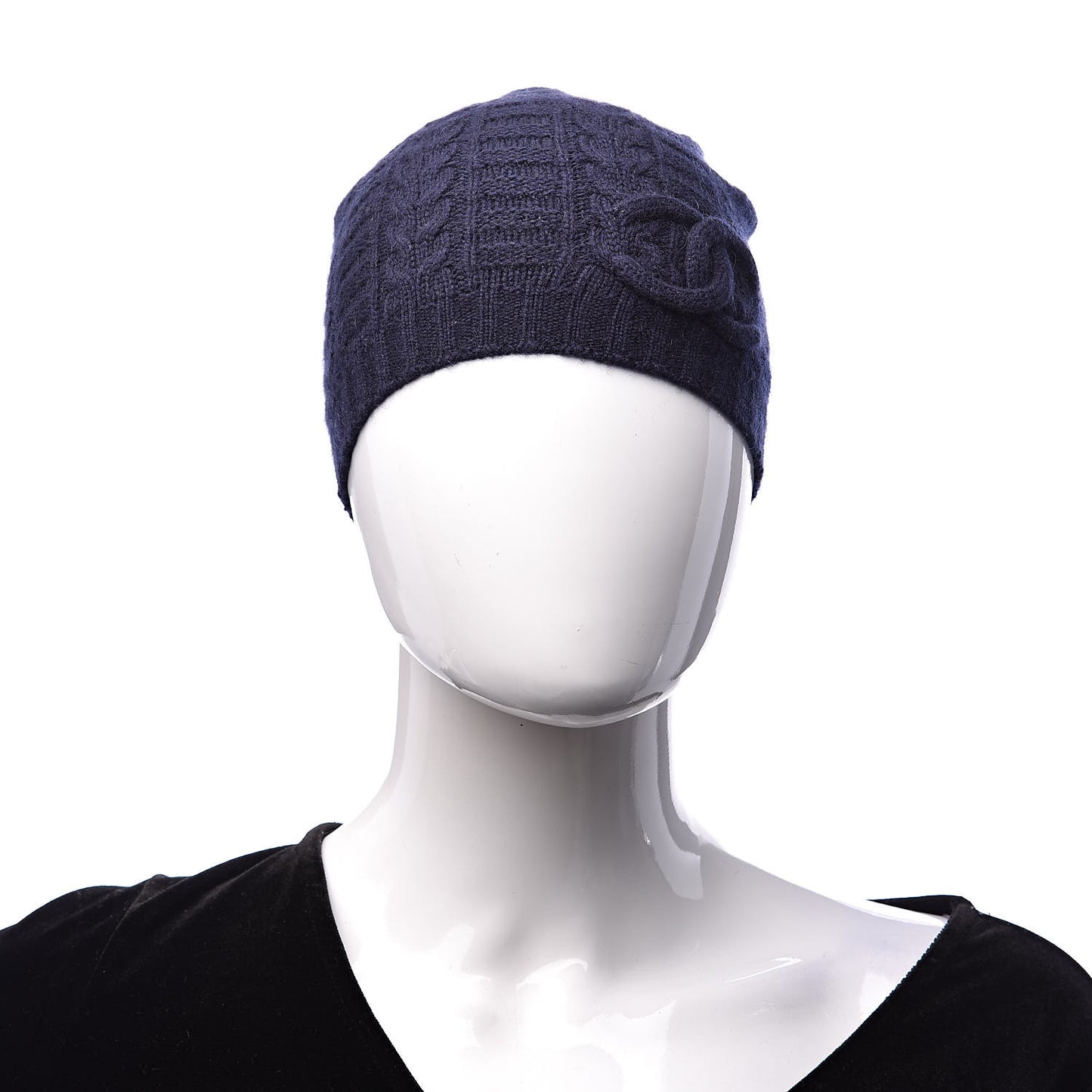 CHANE Cashmere CC Beanie Hat Navy