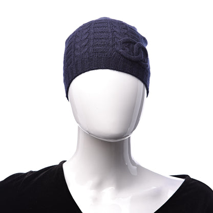 Chanel CHANE Cashmere CC Beanie Hat Navy 2 of 4