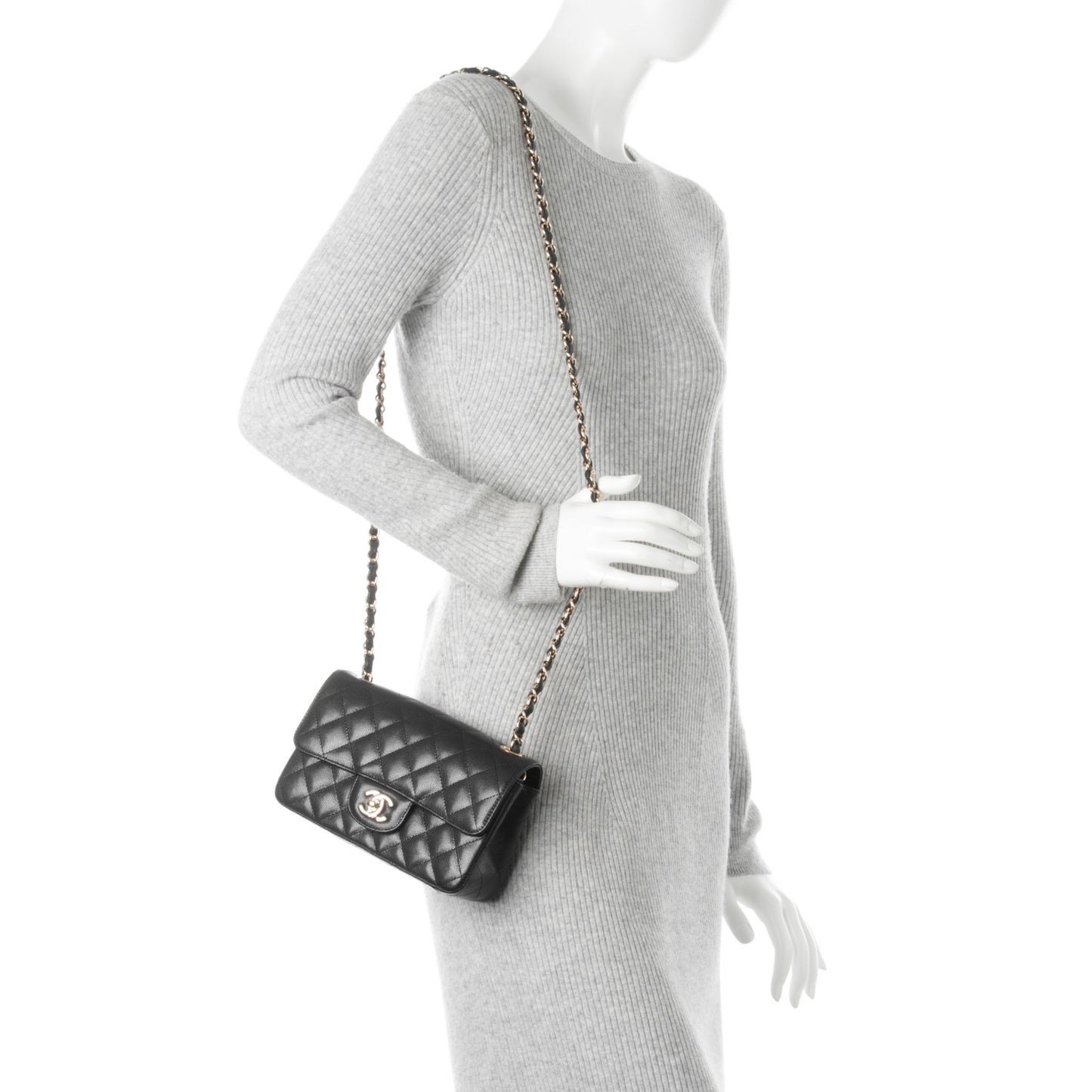 Caviar Quilted Mini Rectangular Flap Black