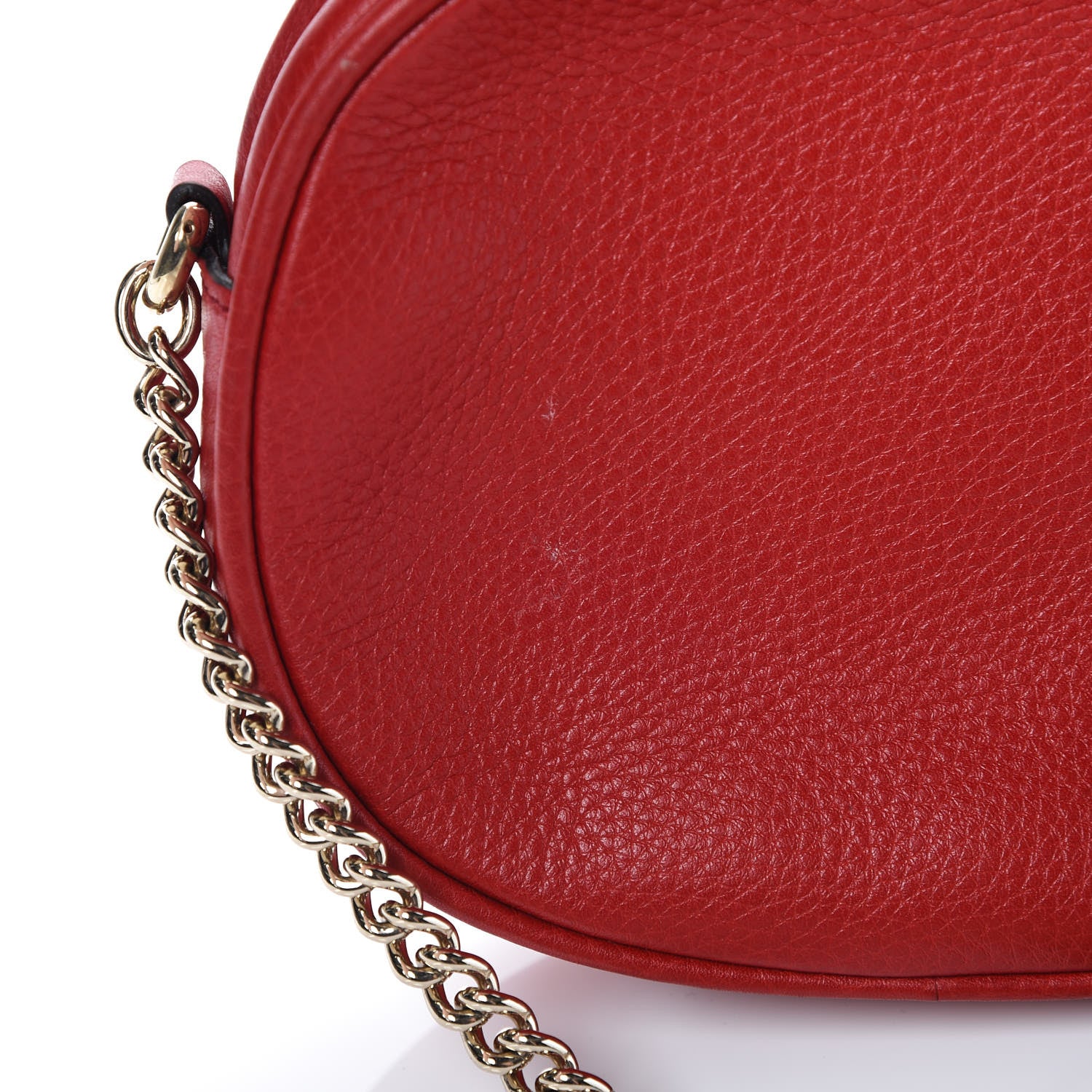 Gucci Pebbled Calfskin Mini Soho Chain Bag Tabasco Red 8 of 9