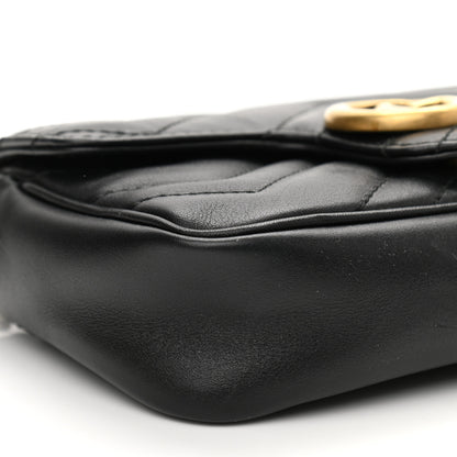 Gucci Calfskin Matelasse Super Mini GG Marmont Shoulder Bag Black 9 of 14