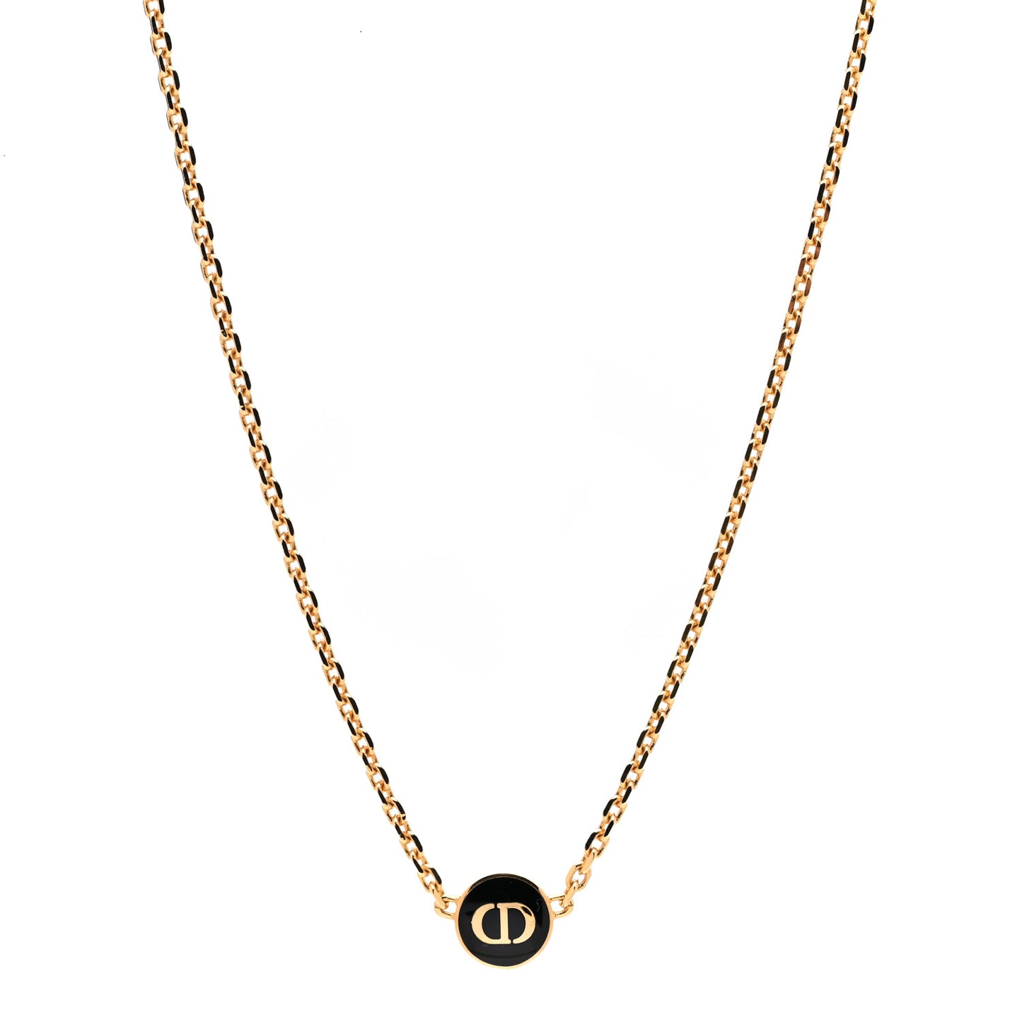 Metal CD Logo Necklace Gold Black