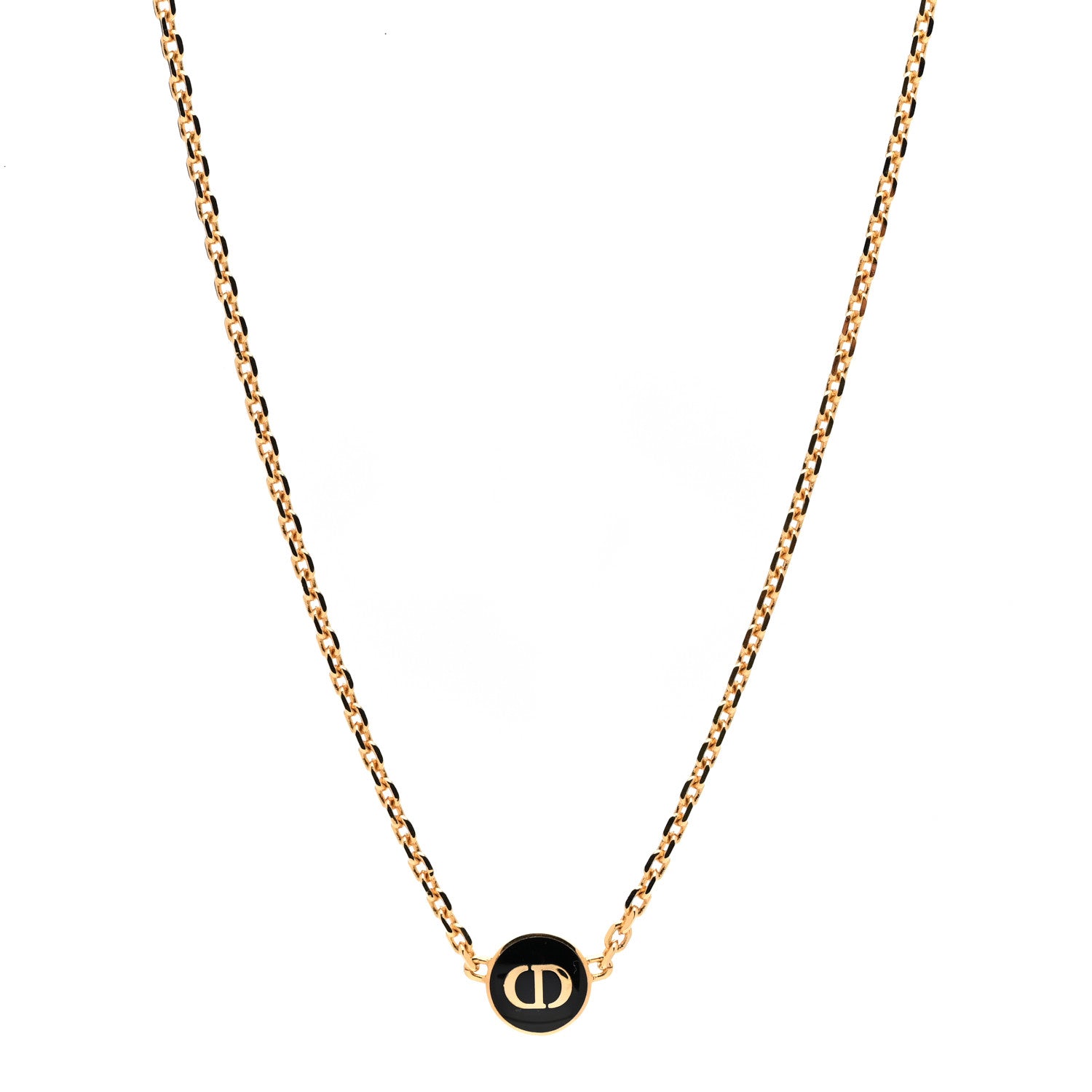 Christian Dior Metal CD Logo Necklace Gold Black 1 of 5
