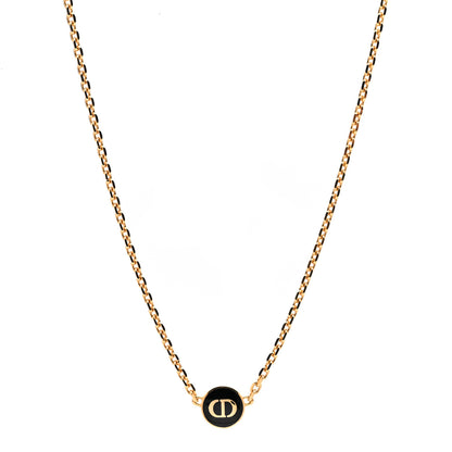 Christian Dior Metal CD Logo Necklace Gold Black 1 of 5