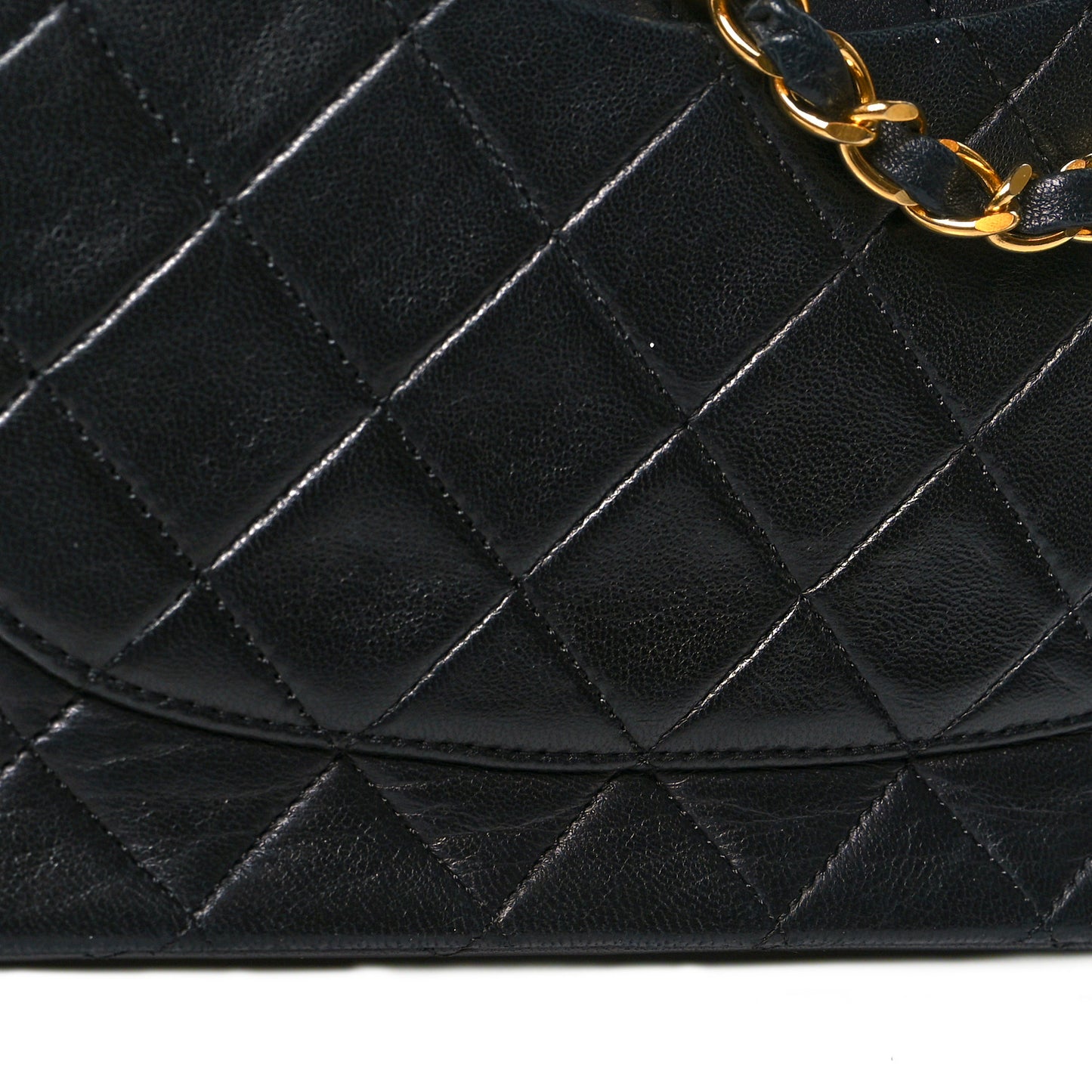 Lambskin Quilted Medium Double Flap Black