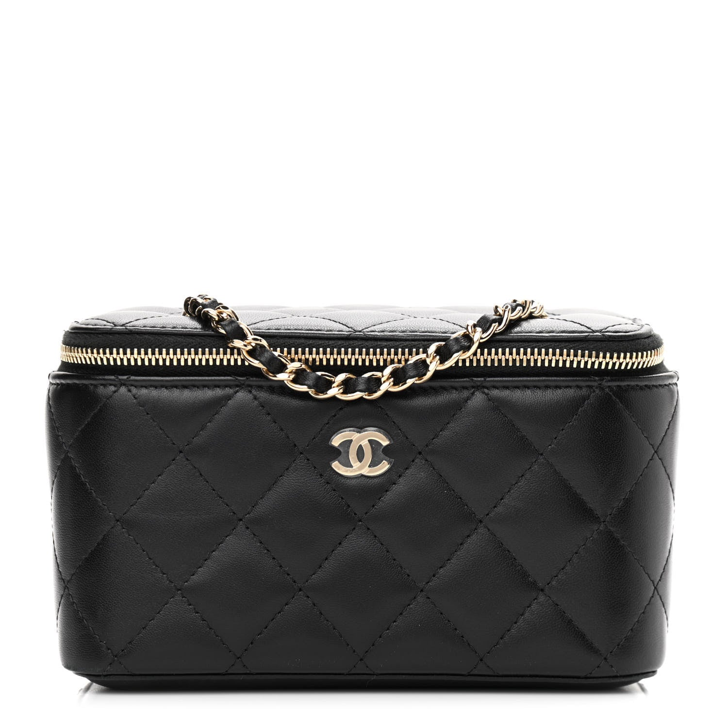 Chanel Lambskin Quilted Small Vanity Case With Chain Black 1 of 10