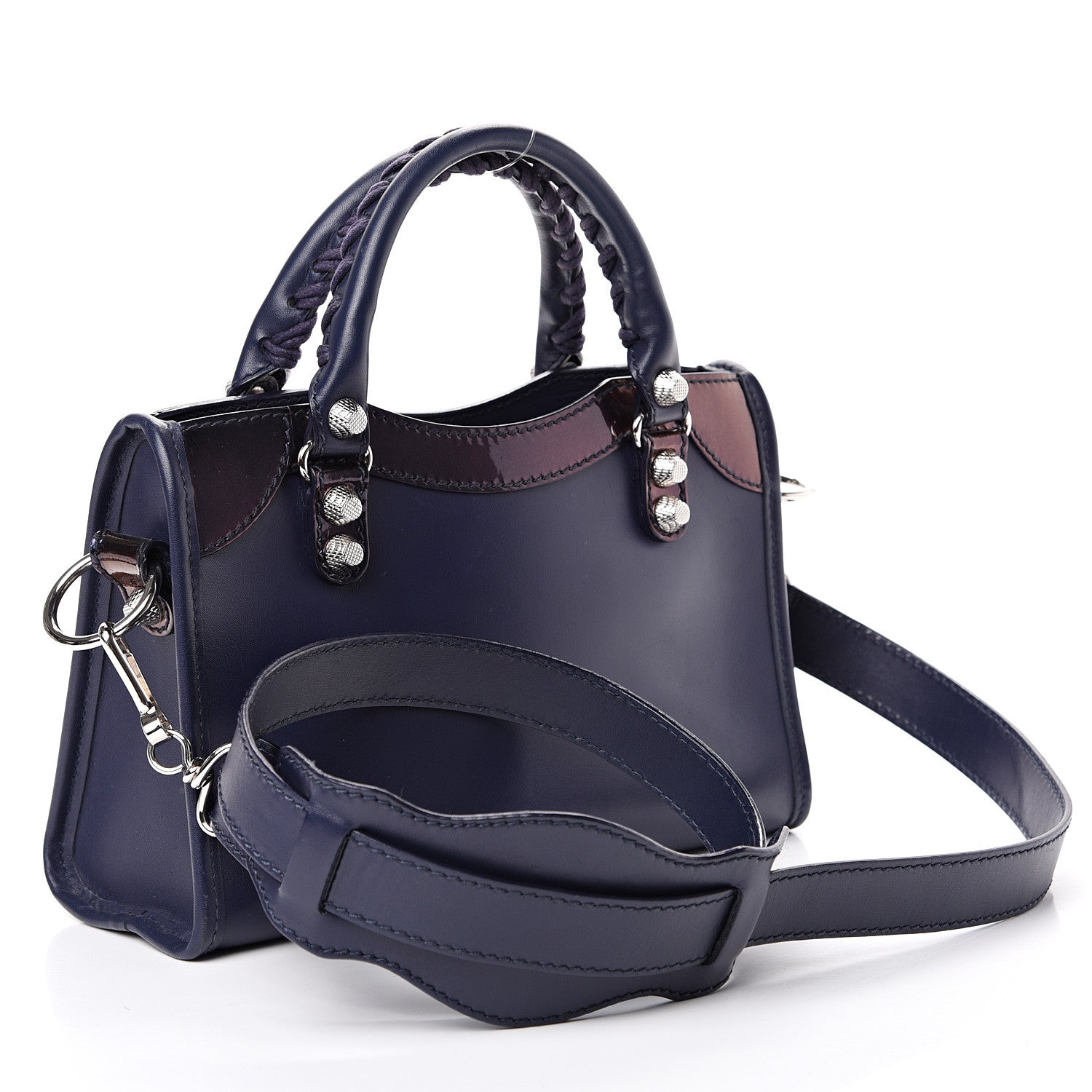 Balenciaga Smooth Calfskin Metallic Patent Giant 12 Silver Hardware Mini City Ultraviolet 2 of 14