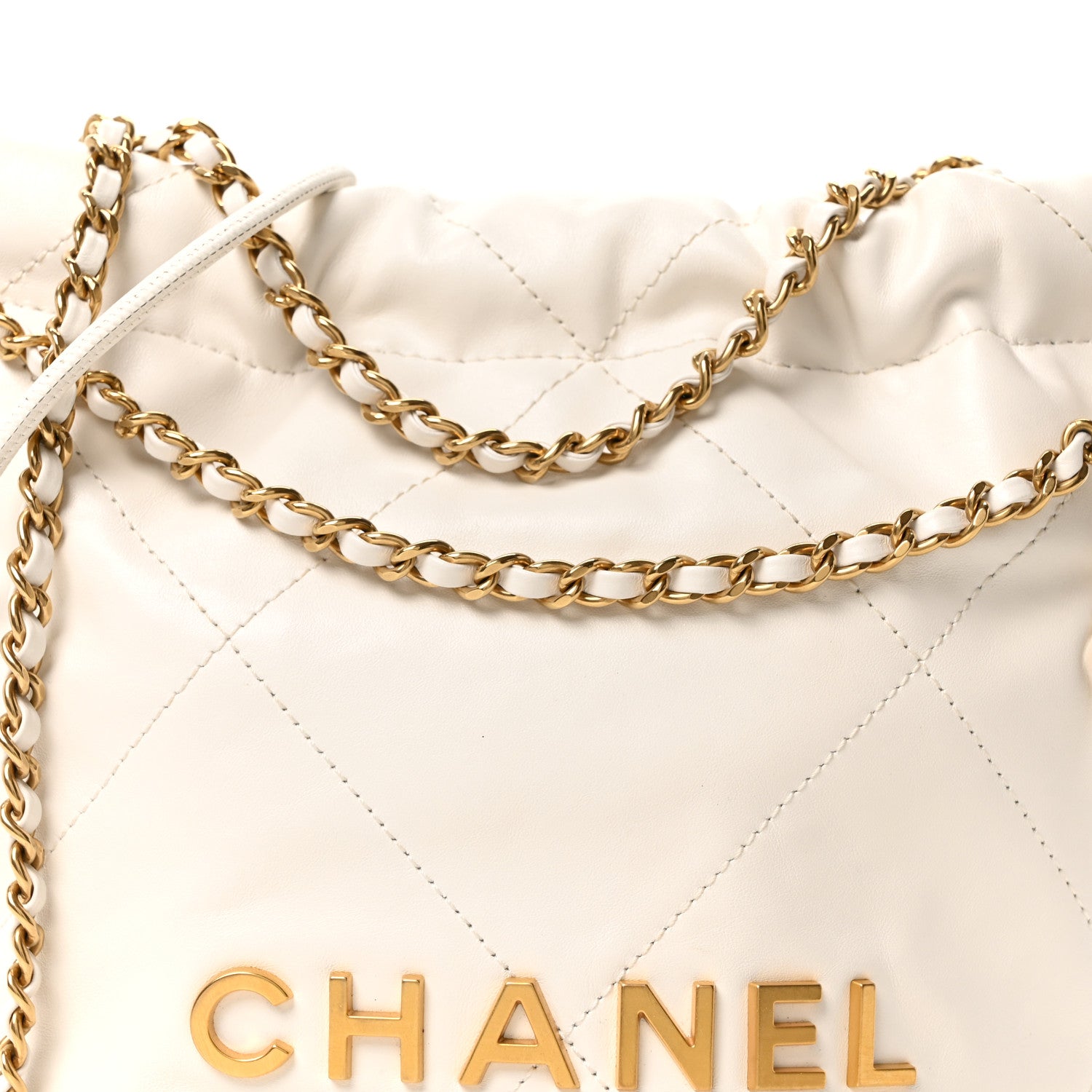 Chanel Shiny Calfskin Quilted Mini Chanel 22 White 1808550