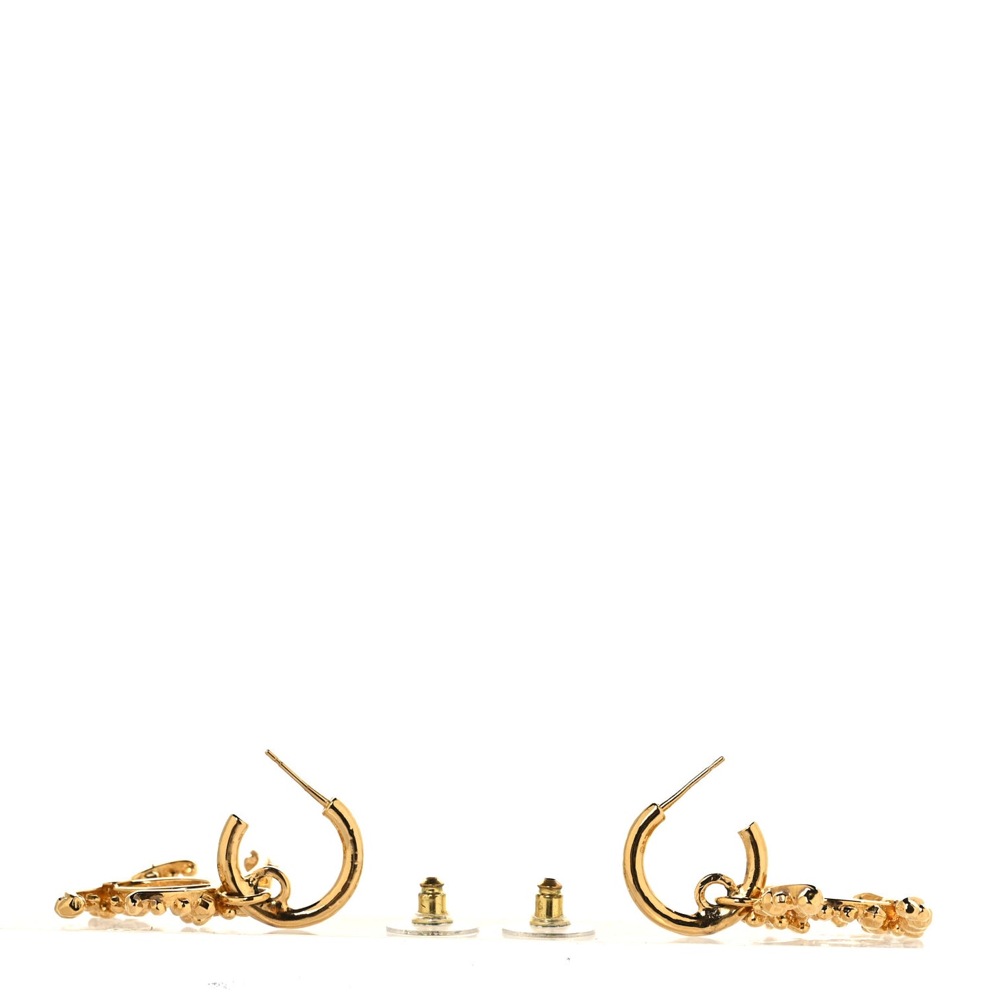 Metal Crystal CC Hoop Drop Earrings Gold