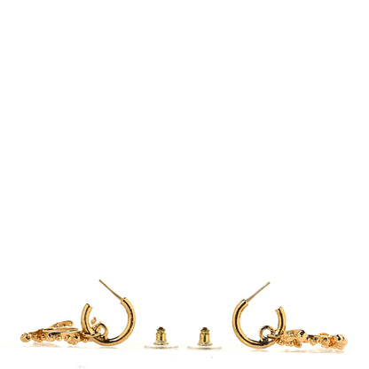 Chanel Metal Crystal CC Hoop Drop Earrings Gold 3 of 5