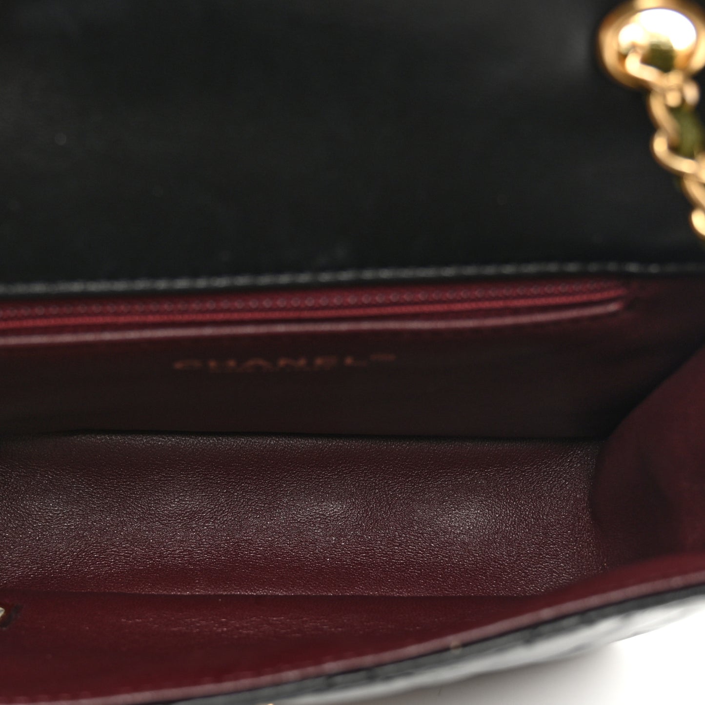 Lambskin Mini Square Flap Black Khaki