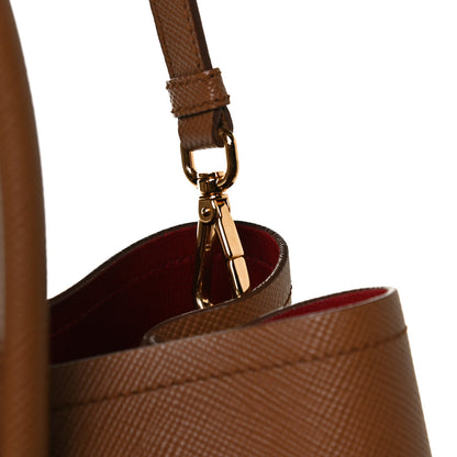 Prada Saffiano Cuir Medium Double Handle Bag Caramel Fuoco 12 of 13