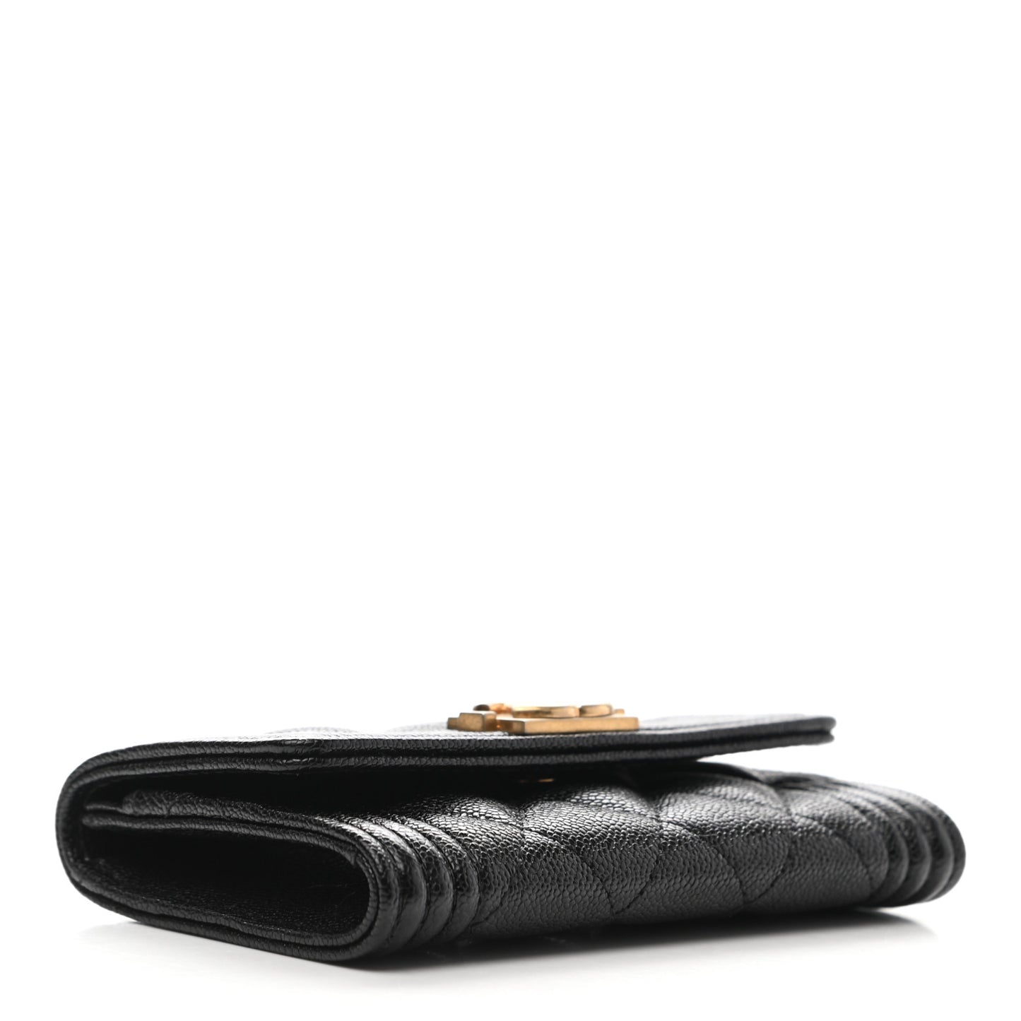 Caviar Quilted Boy Flap Card Holder Black